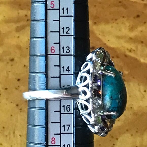 Natural Shadowkite Sterling Silver Cocktail Ring - Picture 4 of 9